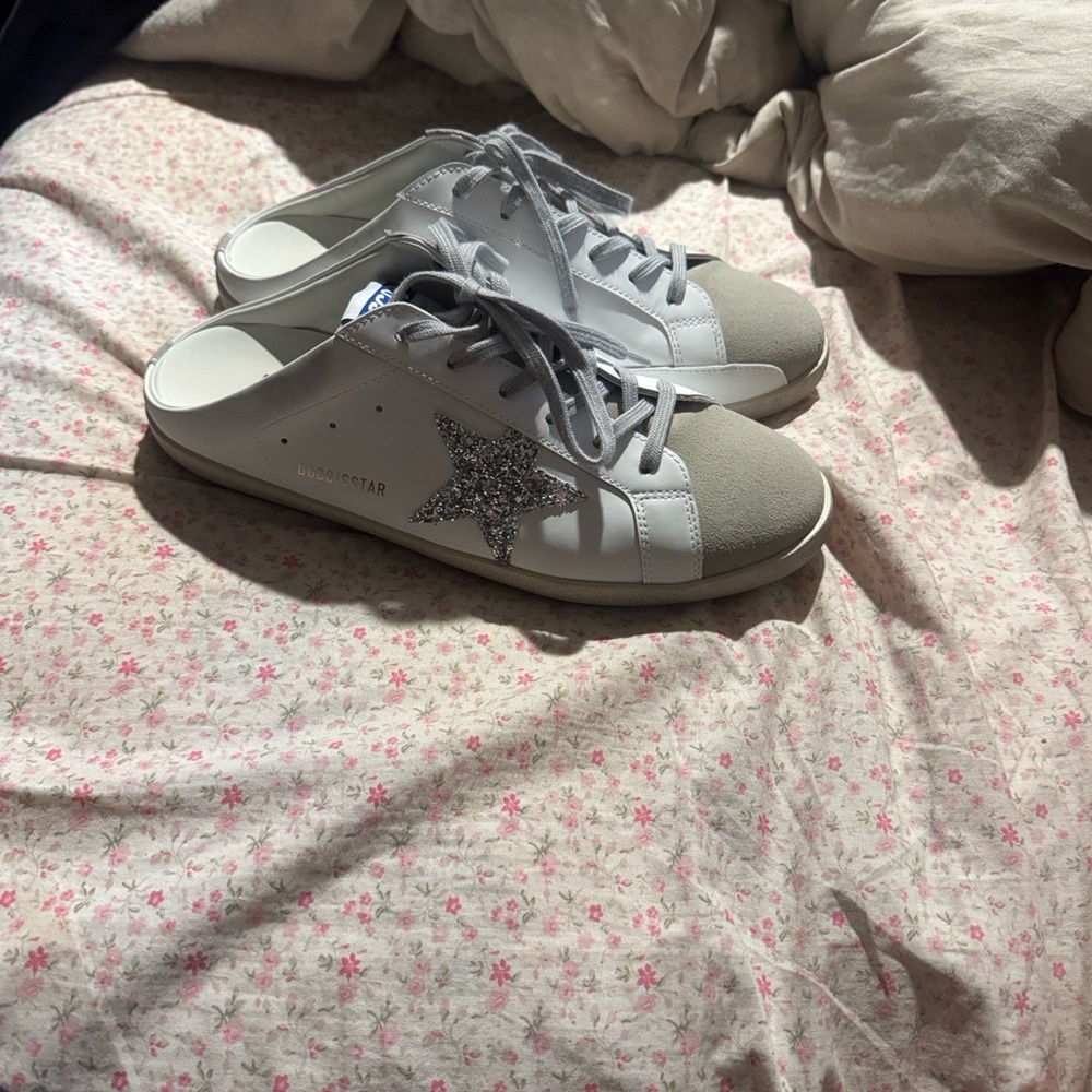 White and Gray Sneakers with Star Detail